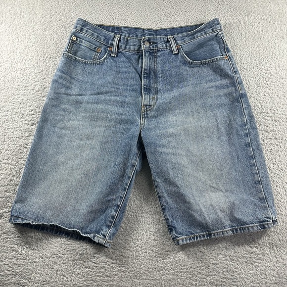 Levi's 569 Jorts Shorts Mens 34 Blue Medium Wash Fade 10" Denim Classic Retro - Picture 1 of 9